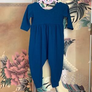 Peacock Blue Nest & Nurture stretch bamboo romper onesie overall sz 12-24 pocket